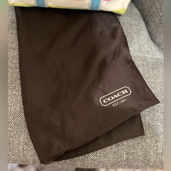 Vintage 2000 Coach bag purse spring color strip cloth w dust bag - Picture 10 of 12